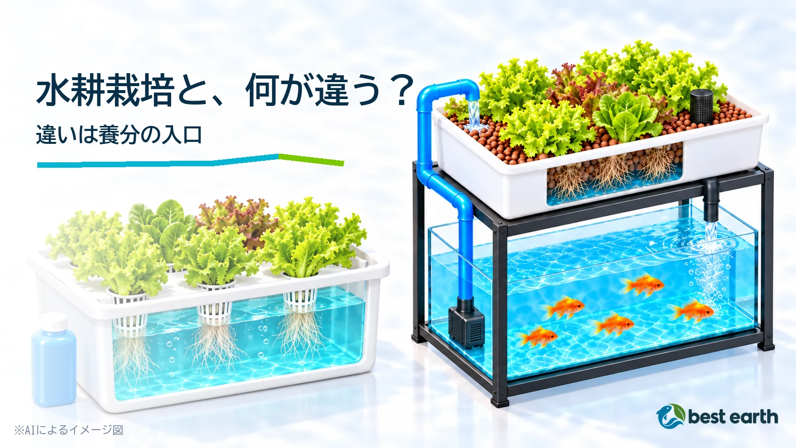 アクアポニックスと水耕栽培の違いは?養分と管理を図解