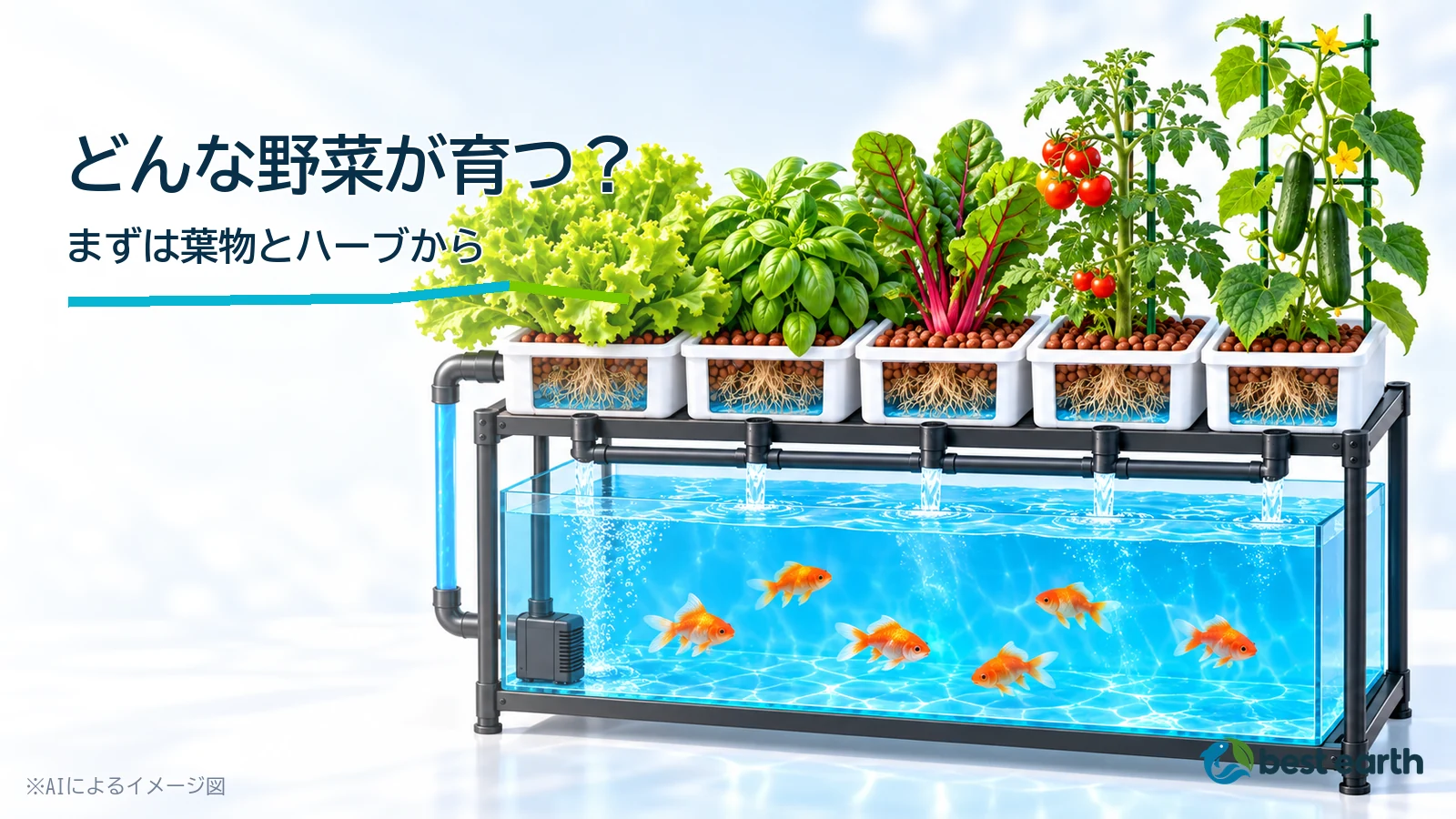 アクアポニックスで育つ野菜は?葉物から実ものまで難易度を図解