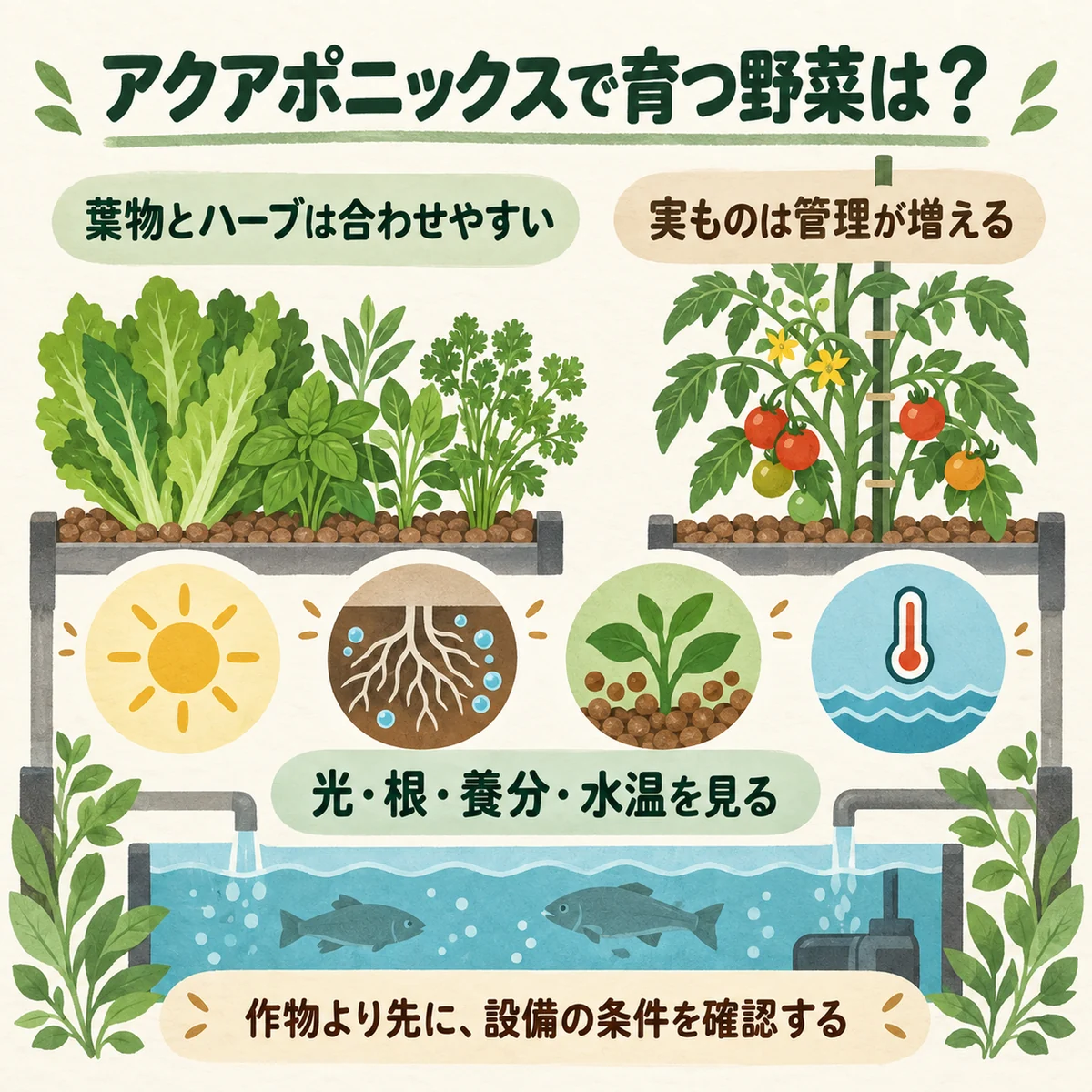 葉物→ハーブ→実ものと四条件を一枚にまとめた完全版