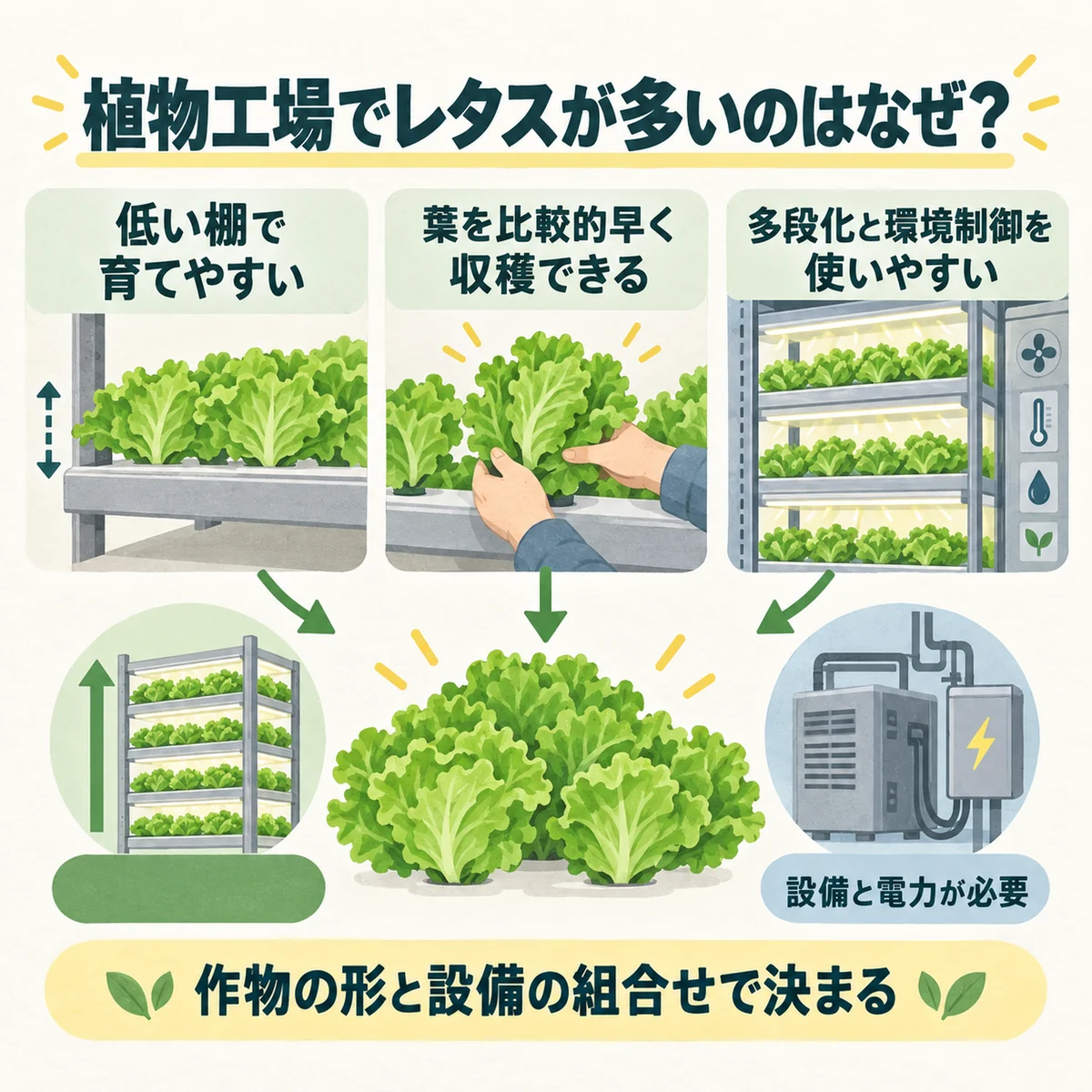 作物の特徴→設備の特徴→利点と制約の完全版