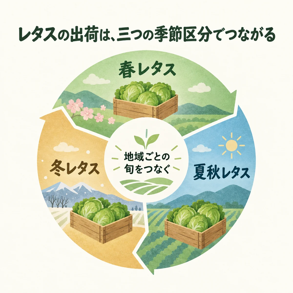 春・夏秋・冬の出荷区分を円環で示す図