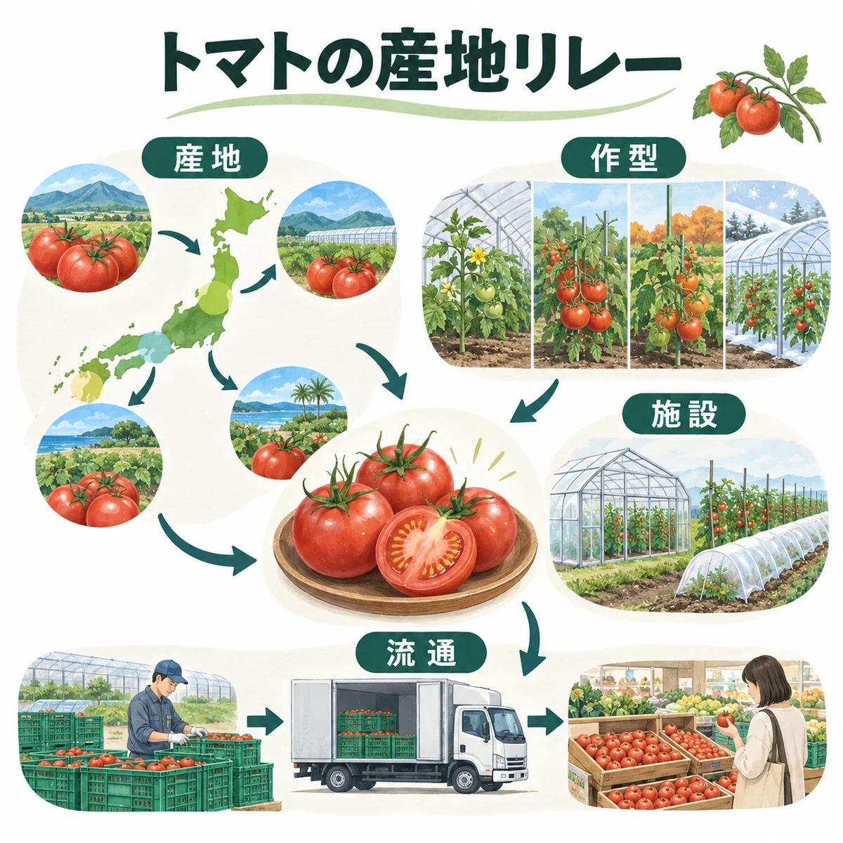 産地、作型、施設、流通を一枚でまとめた完全版