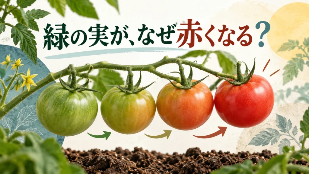 緑色だったトマトの実は、熟すとどうして赤く見えるようになるのか。
